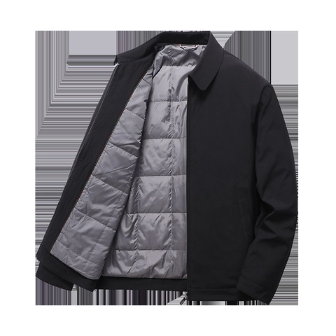Herren Winterjacke Business Casual Gestepptes Futter Warmer Winddichter Mantel Reverskragen Reißverschluss Oberbekleidung Für Erwachsene