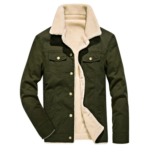 Giacca Utilitaria Invernale da Uomo con Fodera in Sherpa Spessa in Pile Misto Cotone Cappotto Caldo per Esterno Tasche