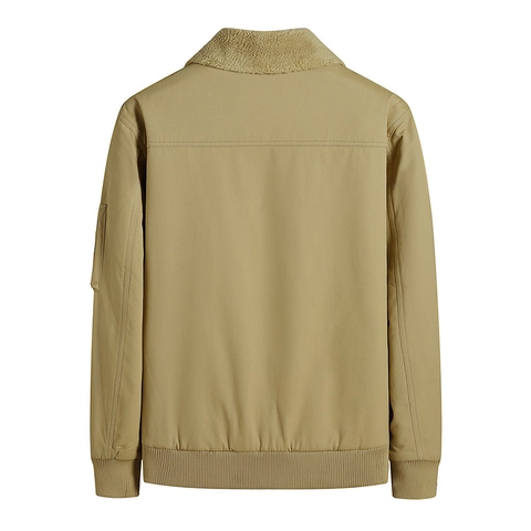 Men's Winter Bomber Jacket With Sherpa Fleece Collar Cotton Thick Flight Coat Casual Multi Pocket Military Style Outwear