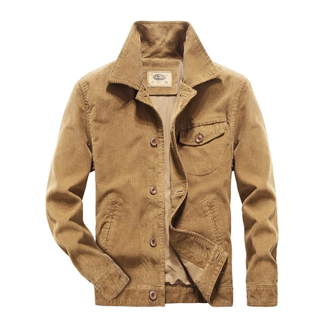 Mens Retro Cord Jacke Casual Workwear Mantel Umlegekragen Einreihig Langarm Oberbekleidung Für Herbst Frühling Herren