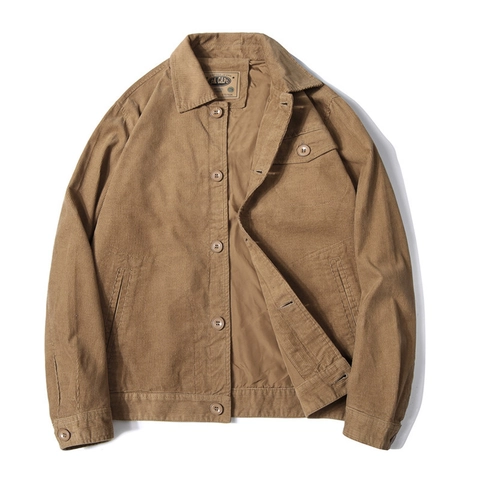 Veste en Velours Côtelé Décontractée pour Hommes Extérieur Coton Doublure Polyester Col Revers Simple Boutonnage Poches