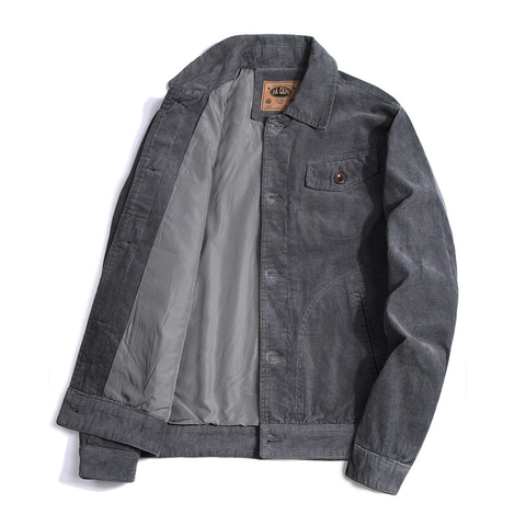 Veste en Velours Côtelé Décontractée pour Hommes Extérieur Coton Doublure Polyester Col Revers Simple Boutonnage Poches