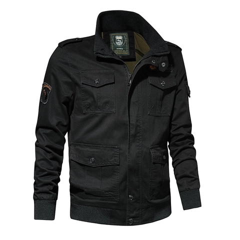 Giacca Militare da Uomo in Cotone Collo alla Coreana Multitasche Cappotto da Lavoro Casuale Outdoor Tattico Capispalla