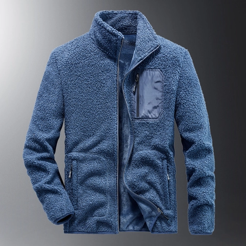 Giacca in Pile Polare Pesante da Uomo Con Collo Alto e Cerniera Intera Cappotto Caldo in Velluto Teddy Top Casual Antivento