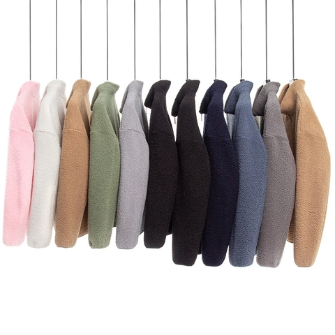 Warm Sherpa Fleece Jacket For Men Women Stand Collar Full Zip Outerwear With Contrast Pocket Autumn Winter Casual Sporty Top