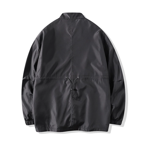 Herren Stehkragen Windbreaker Jacke Buchstabendruck Kontrastnähte Lässig Locker Reißverschluss Oberbekleidung Frühling Herbst Mantel