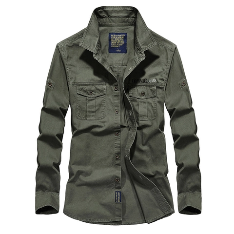 Herren 100% Baumwolle Langarm Militär Arbeitshemd Casual Outdoor Taktische Cargo Top Mit Doppelten Brusttaschen Einfarbig Umlegekragen Hemden Für Männer
