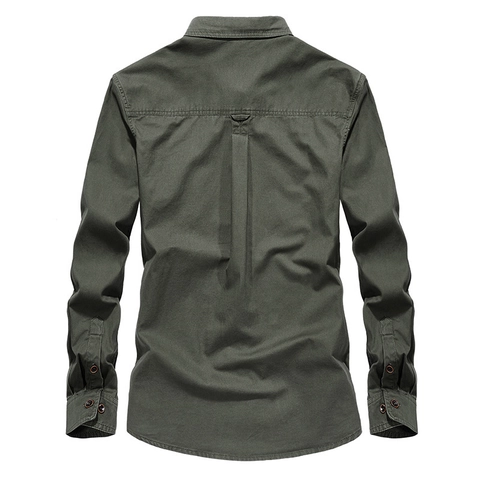Herren 100% Baumwolle Langarm Militär Arbeitshemd Casual Outdoor Taktische Cargo Top Mit Doppelten Brusttaschen Einfarbig Umlegekragen Hemden Für Männer