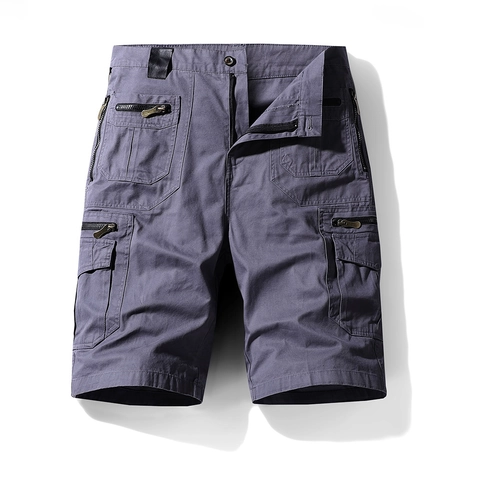 Pantaloncini Cargo da Uomo in Cotone Multitasche Pantaloni Corti Utility Loose Fit Estate Casual All'aperto Uomo