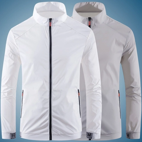 Veste Protection Solaire Homme Outdoor Col Montant Coupe Vent Imperméable Respirant Manteau Sport Randonnée Cyclisme