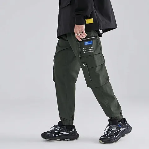 Men's Multi-Pocket Techwear Cargo Pants Cotton Blend Jogger Sweatpants Streetwear Casual Outdoor Trousers For Men