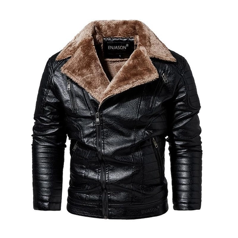Men's European Style Faux Fur Lined Jacket Winter Thick Warm Windproof Cotton Fashion Outerwear Coat For Men