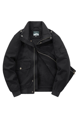 Men's Winter Sherpa Lined Workwear Jacket Cotton Canvas Tactical Military Style Fleece Coat Multi Pockets Outerwear