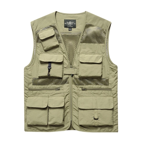 Herren Utility Cargo Weste Mehrere Taschen Atmungsaktives Mesh Nylon Wasserdicht Taktische Weste Für Angeln Fotografie Wandern