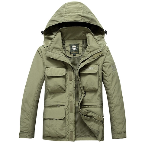 Herren Outdoor Wasserdichte Windjacke Abnehmbare Ärmel Mit Kapuze Netzfutter Performance Arbeitskleidung Mantel Mit Mehreren Taschen