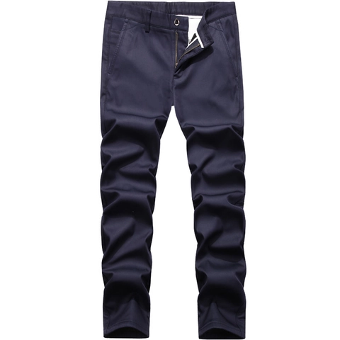 Men's Casual Chinos Cotton Blend Fleece Lined Slim Fit Straight Leg Stretch Solid Color Office Daily Work Pants Autumn Winter