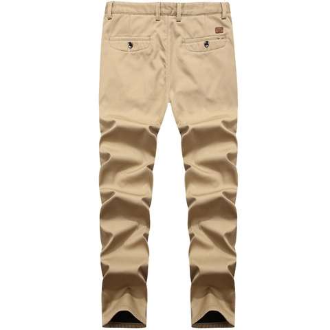Men's Casual Chinos Cotton Blend Fleece Lined Slim Fit Straight Leg Stretch Solid Color Office Daily Work Pants Autumn Winter