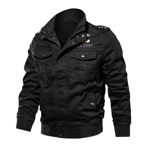 Chaqueta Militar de Lona de Algodón para Hombre Abrigo Táctico de Piloto con Múltiples Bolsillos Ropa de Trabajo Cuello Alto Bomber Ropa para Hombre