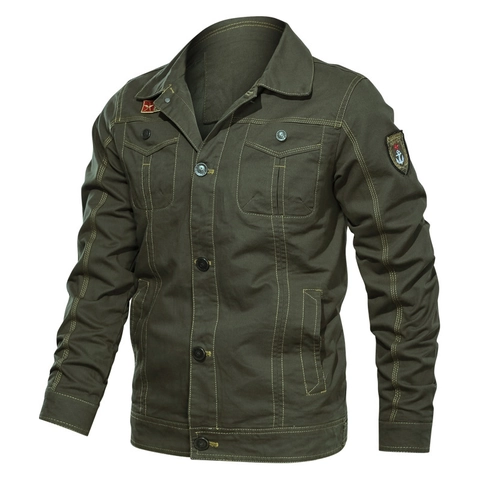 Herren Militär Workwear Jacke 100 Prozent Baumwolle Canvas Casual Outdoor Mantel Mit Bestickten Aufnähern Frühling Herbst Mode