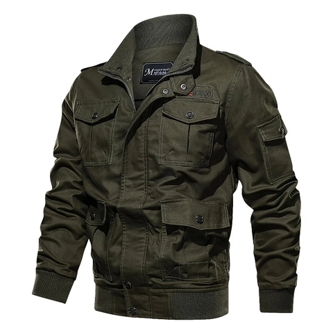 Herren Cargo Jacke Reine Baumwolle Mehrere Taschen Militärstil Jacke Locker Lässig Outdoor Oberbekleidung Für Herren Übergröße Frühling Herbst