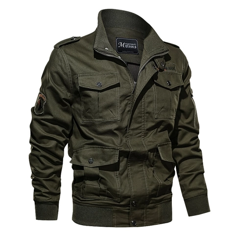 Herren Cargo Jacke Reine Baumwolle Mehrere Taschen Militärstil Jacke Locker Lässig Outdoor Oberbekleidung Für Herren Übergröße Frühling Herbst
