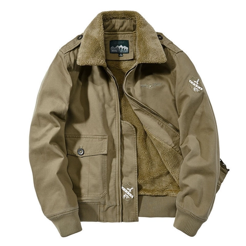 Chaqueta Acolchada de Invierno Pesada para Hombre Forrada de Felpa Sherpa Bomber Utilitaria Con Insignias Bordadas Algodón Ropa de Abrigo Cálida