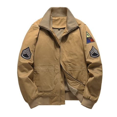 Men's Pilot Jacket Military Style Flight Bomber Coat Cotton Shell Sherpa Lined Heavyweight Warm Utility Jacket For Winter