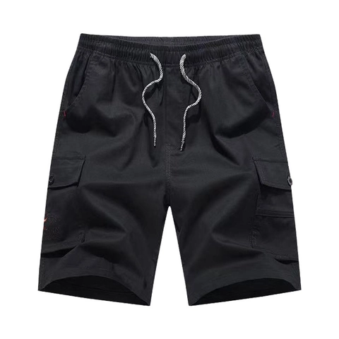 Pantaloncini Cargo in Cotone da Uomo Vita Elastica Coulisse Multitasche Casual Estivi all Aperto Pantaloni Medi Dritti alla Moda
