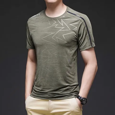 Herren EisSatin T-Shirt Kühlend Hohe Elastizität Schnelltrocknend Geometrisches Muster Kurzarm Sportlich Lässig Sommer Top