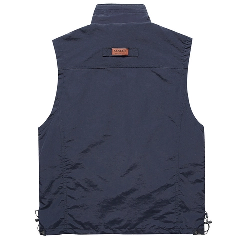 Chaleco Ligero para Hombre al Aire Libre Cuello Alto Múltiples Bolsillos Pesca Fotografía Senderismo Casual Cremallera Forro de Malla