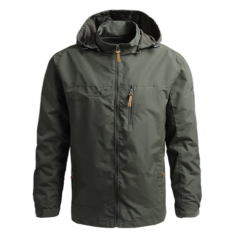 Men's Outdoor Hooded Windbreaker Jacket Casual Hiking Coat Lightweight Breathable Windproof Outerwear With Zipper Pockets Spring Autumn Outerwear