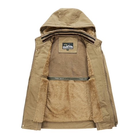 Men Hooded Vest Plus Fleece Warm Workwear Waistcoat Outdoor Cotton Multi-Pocket Loose Windproof Winter Casual Outerwear