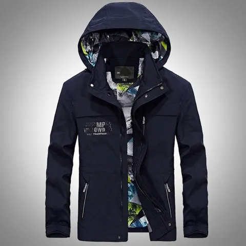 Heren Outdoor Casual Jas Met Capuchon Katoen Sneldrogend Windjack Effen Kleur Camouflage Voering Mode Jas Met Rits