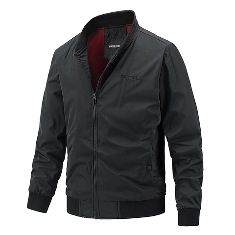 Chaqueta Bomber Casual para Hombre Ligera Ajuste Ceñido Cuello Alto Cortavientos Abrigo Utility Con Puños de Canalé y Forro de Contraste