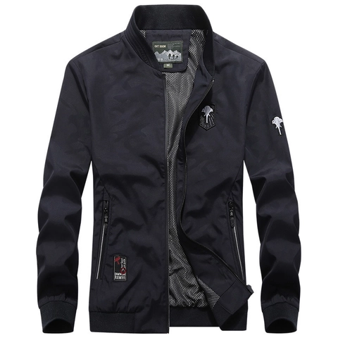 Men's Cotton Camouflage Jacket With Polyester Mesh Lining Casual Stand Collar Outdoor Windbreaker Multi Pocket Bomber Coat