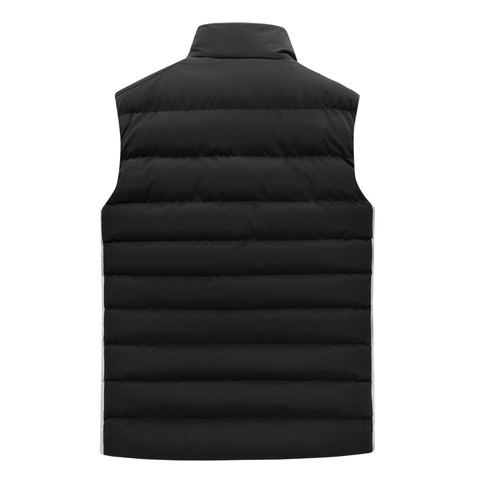 Gilet Imbottito da Uomo Invernale Collo Alto Blocco di Colore Caldo Antivento in Cotone Alternativo Senza Maniche per Sport all'Aperto Casual Quotidiano