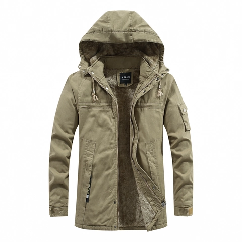 Giacca Invernale da Uomo in Cotone Con Cappuccio Foderata in Ecopelliccia Parka Caldo Antivento Cappotto Casual da Lavoro