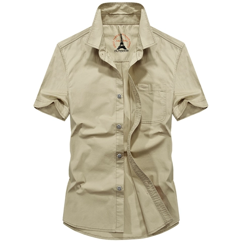 Camicia Casual a Maniche Corte da Uomo 97 Percento Cotone 3 Percento Elastan Traspirante Outdoor Workwear Top Con Taschino Collo a Punta Tinta Unita Camicia Leggera Uomo Moda Estiva