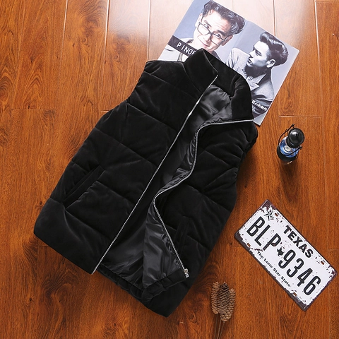 Herren Gesteppte Wattierte Weste Gold Samt Stehkragen Warme Ärmellose Jacke Winter Casual Gilet Für Männer Plus Size Outwear