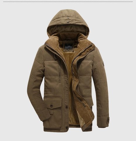Giacca Invernale Imbottita da Uomo Parka con Cappuccio Foderato in Pile Capispalla Pesanti Cappotto Caldo Antivento Casual Cargo