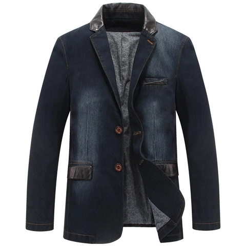 Herren Casual Denim Blazer Jacke Baumwollmischung Gewaschenes Leder Revers Anzugmantel Mit Paisley Futter Für Business Alltag
