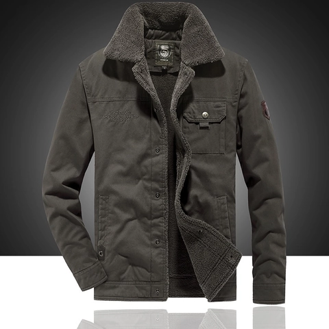 Men Fleece Lined Work Jacket Heavyweight Cotton Canvas Outdoor Coat Vintage American Style Thick Warm Winter Jacket For Men