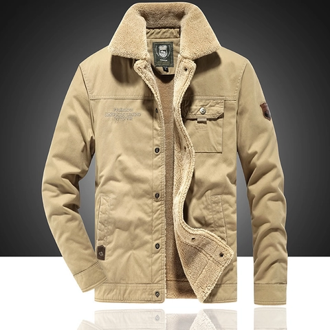 Men Fleece Lined Work Jacket Heavyweight Cotton Canvas Outdoor Coat Vintage American Style Thick Warm Winter Jacket For Men