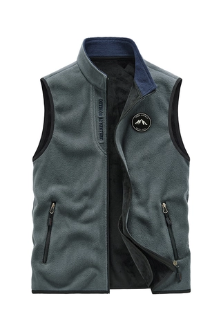 Gilet en Polaire Homme Extérieur Col Montant Fermeture Éclair Veste Sans Manches Gilet Chaud pour Automne Hiver Aventure Loisirs