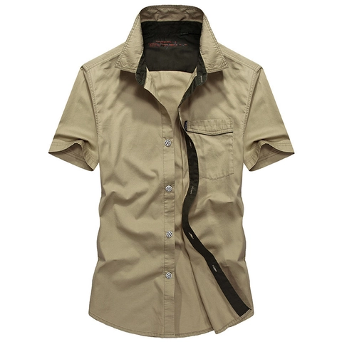 Camicia Casual da Uomo in Cotone a Manica Corta Colletto a Punta Vestibilità Larga Bottoni Stile Lavoro Top Estivo Traspirante