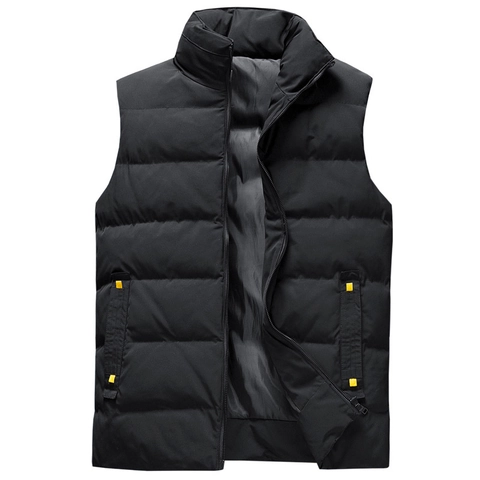 Men's Winter Padded Vest Stand Collar Quilted Sleeveless Jacket Warm Casual Outerwear Slim Fit Fashion Waistcoat