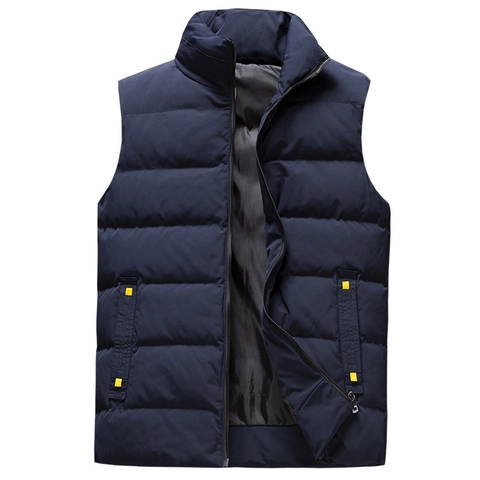 Men's Winter Padded Vest Stand Collar Quilted Sleeveless Jacket Warm Casual Outerwear Slim Fit Fashion Waistcoat