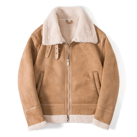 Herren Winter Faux Pelz Gefüttert PU Leder Biker Jacke Dick Warm Sherpa Kragen Motorradmantel Casual Khaki Dunkelbraun Oberbekleidung