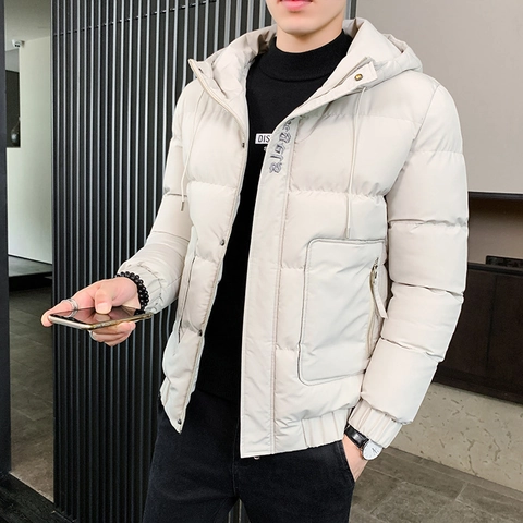 Giacca Piumino Invernale Calda Pesante da Uomo Con Cappuccio Antivento Parka Imbottito Moda Streetwear Giacca in Poliestere