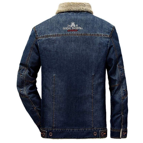 Herren Sherpa Gefüttert Denim Jacke Dick Warm Baumwollmischung Wintermantel Reverskragen Einreihig Multi Taschen Casual